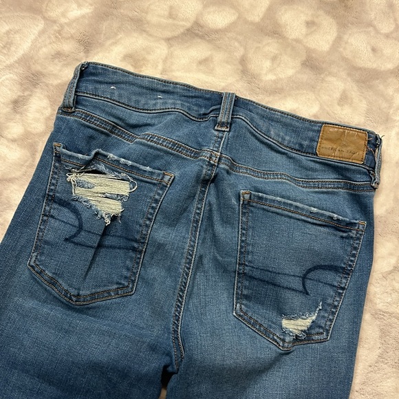 American Eagle Super Stretch Hi Rise Jegging Jeans Distressed Size 6 - Picture 11 of 14